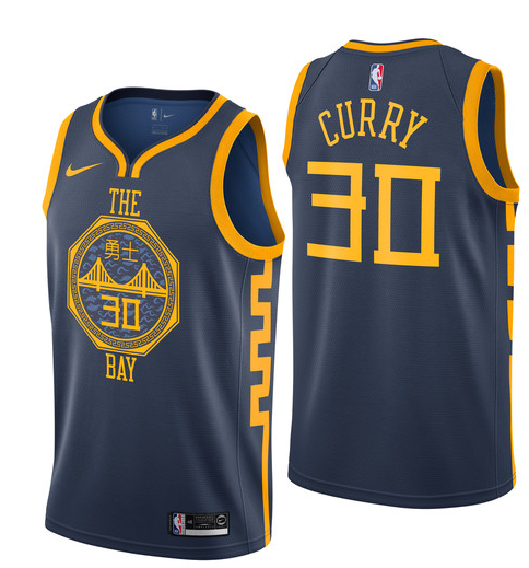 Golden State Warriors Blue with Chinese on Chest Hot Pressed Jersey