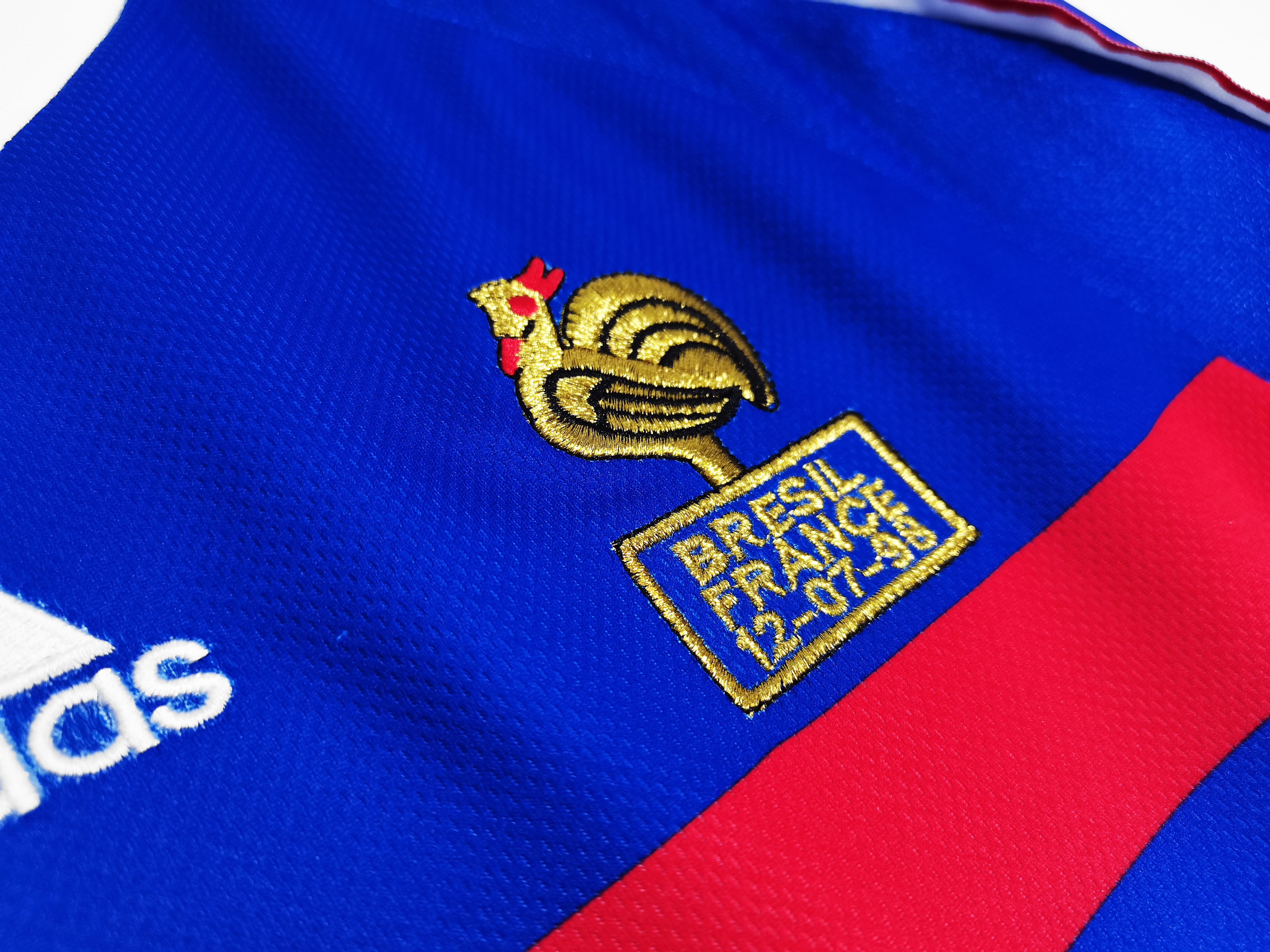 1998 France Home Long Sleeve with Match Detail Retro Jersey/1998 法国主场长袖带比赛细节