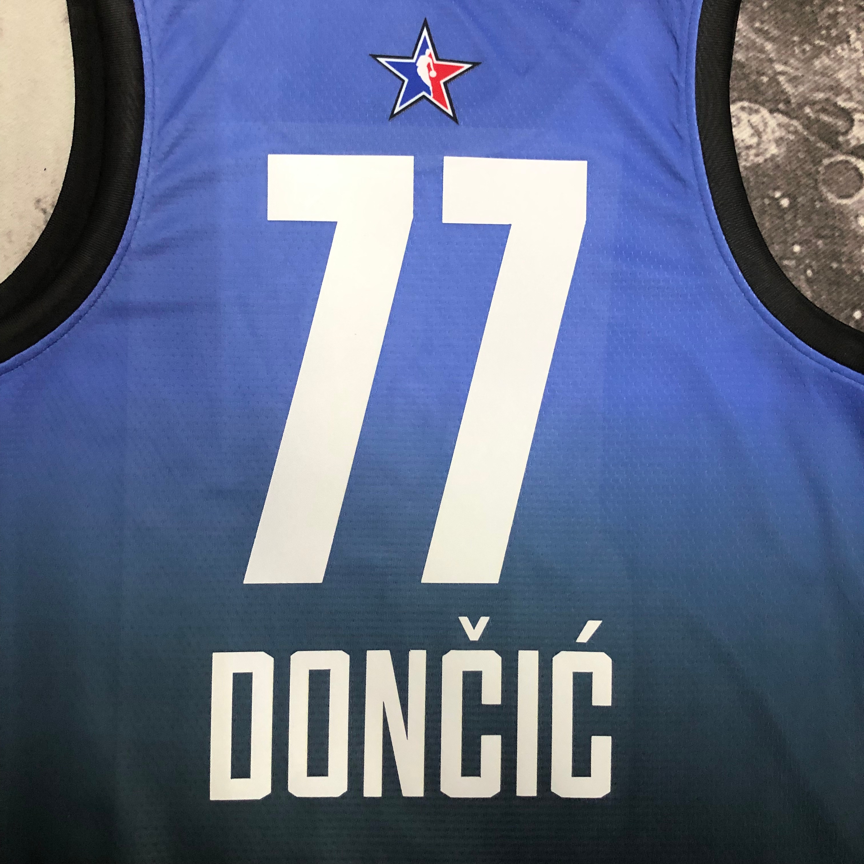 2023 NBA All Star Blue  77#DONCIC Hot Pressed Jersey