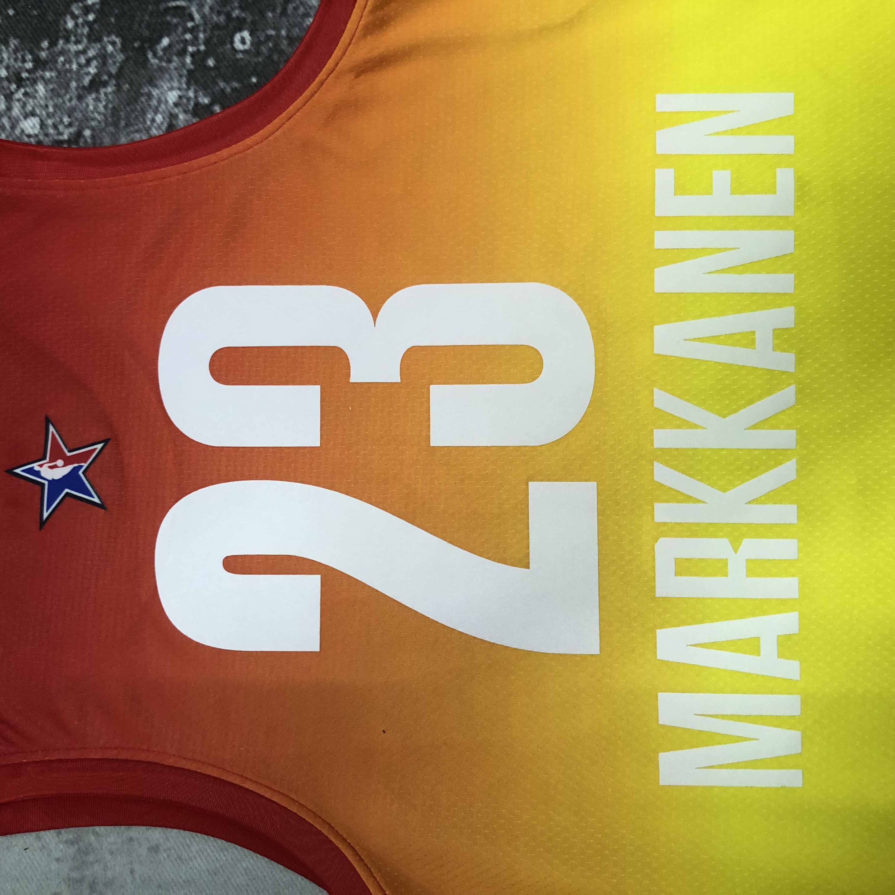 2023 NBA All Star Yellow  23#MARKKANEN  Hot Pressed Jersey