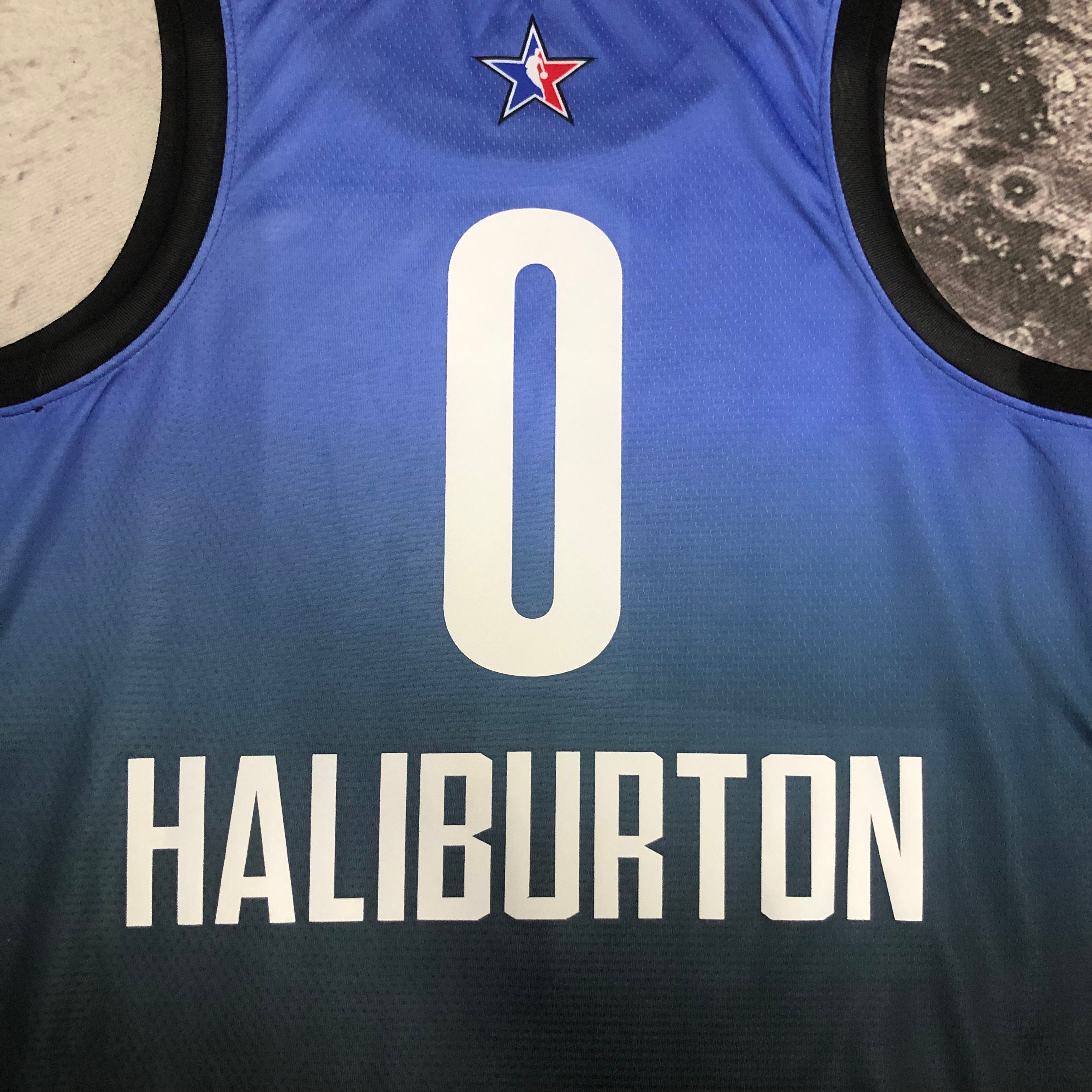 2023 NBA All Star Blue 0#HALIBURTON  Hot Pressed Jersey