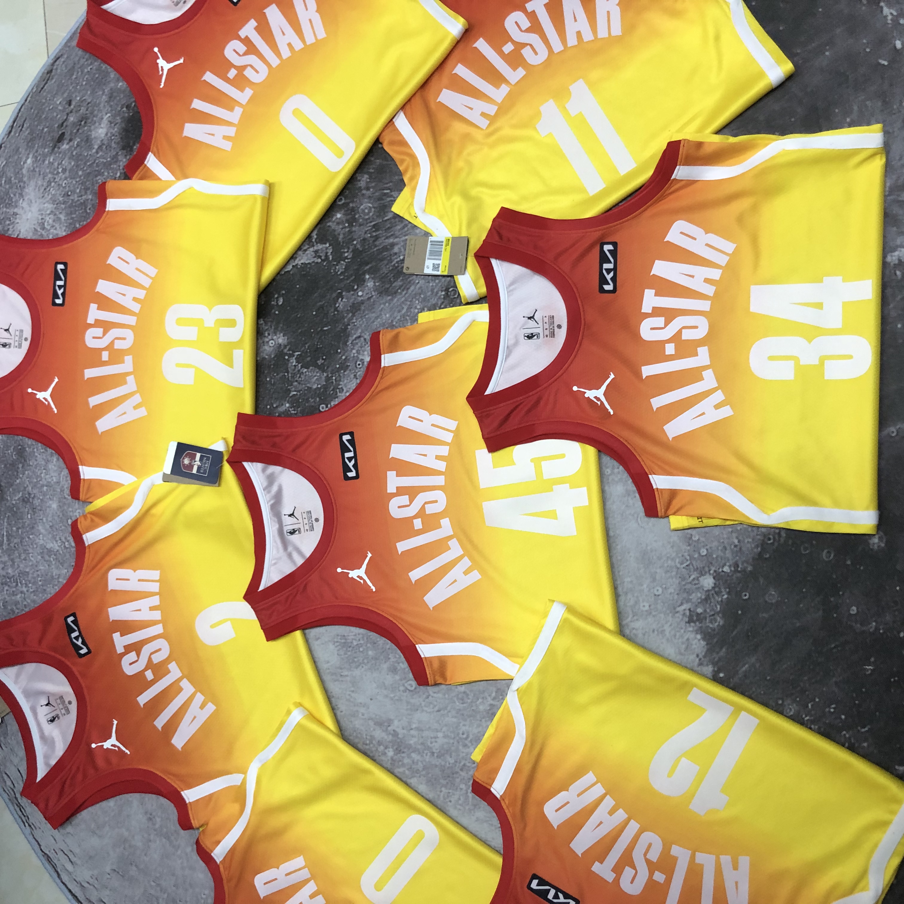 2023 NBA All Star Yellow  0#LILLARD  Hot Pressed Jersey