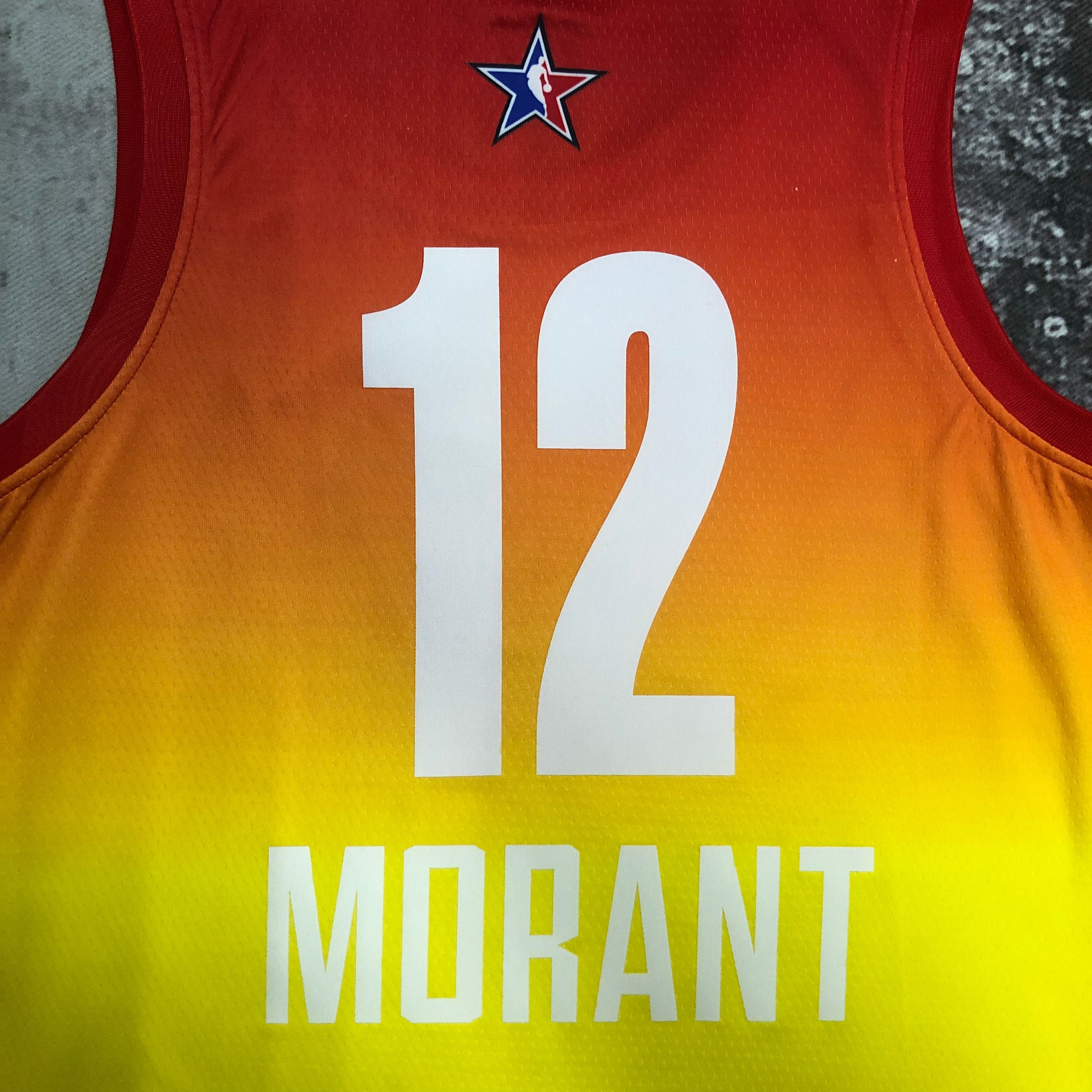 2023 NBA All Star Yellow  12#MORANT  Hot Pressed Jersey