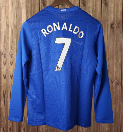 08-09 Manchester United Blue Long Sleeve Retro Jersey/08-09曼联蓝色长袖
