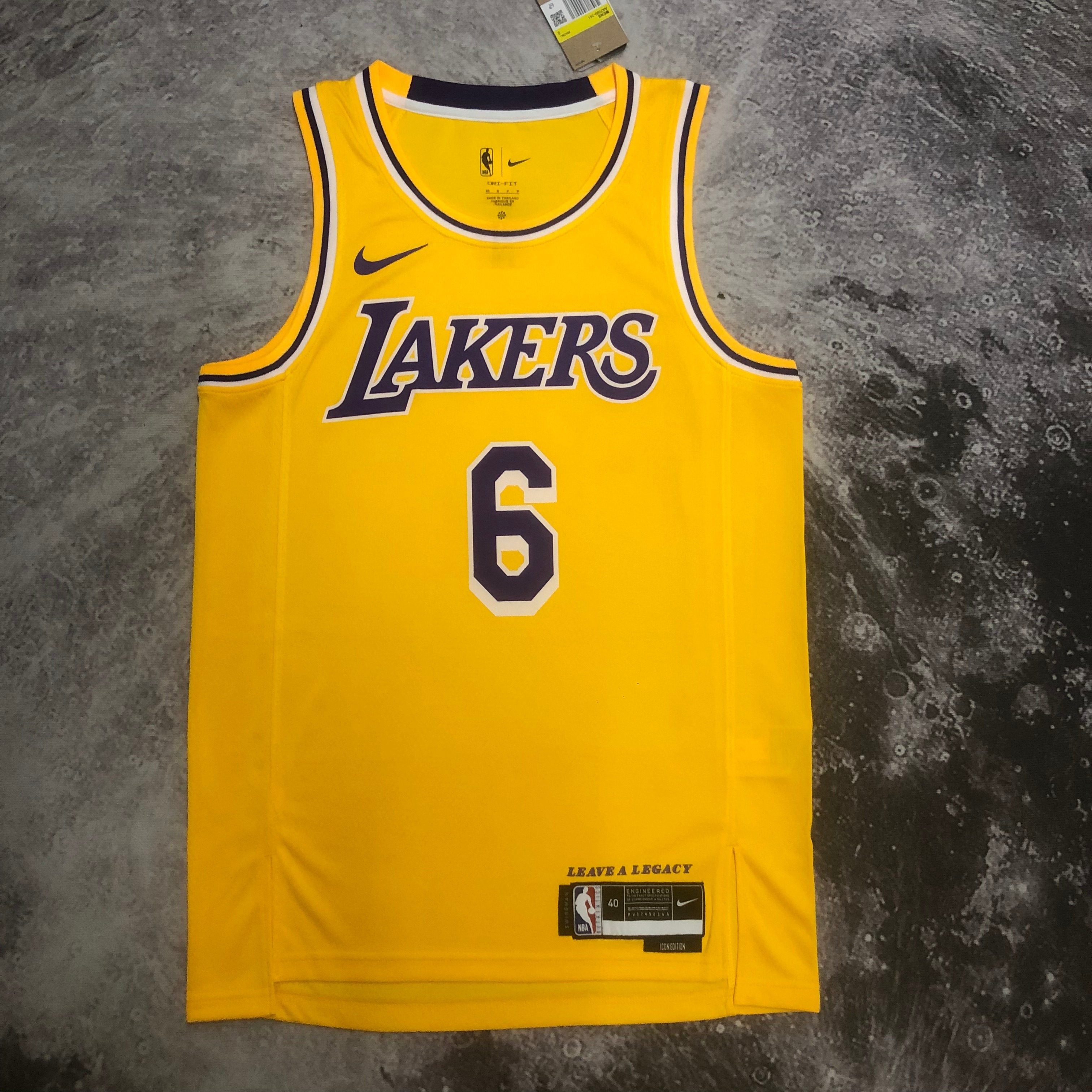 2023 Lakers Yellow 6#JAMES  Hot Pressed Jersey