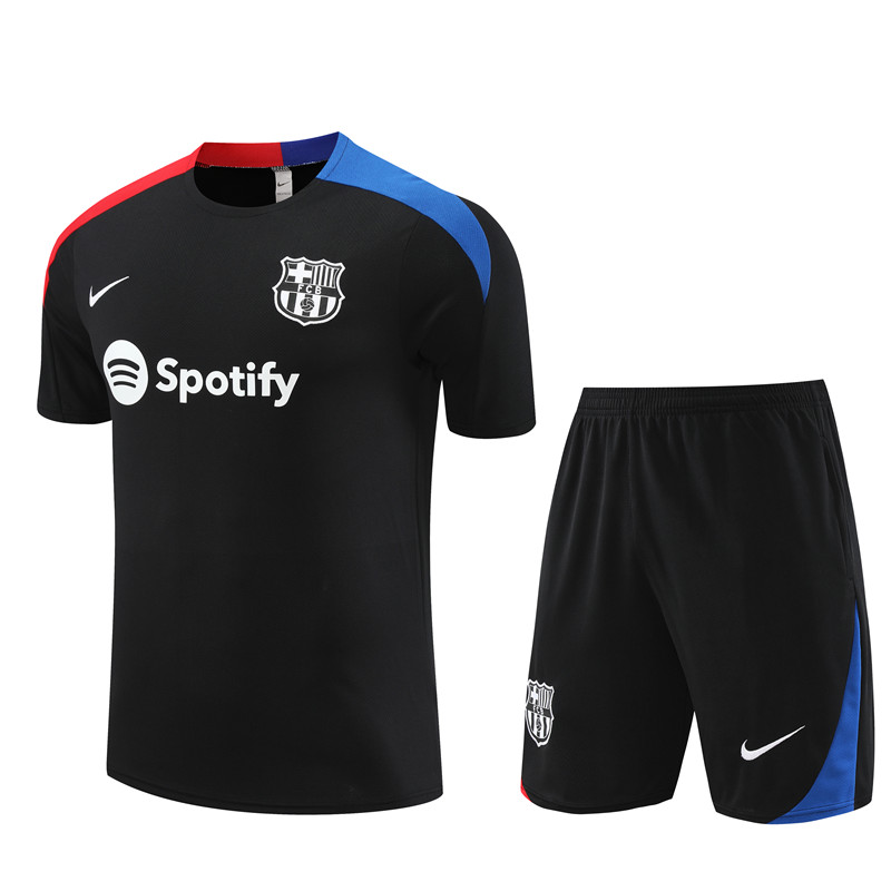 24-25 Barcelona Short Sleeve Training Suit/24-25短袖训练服巴萨黑色