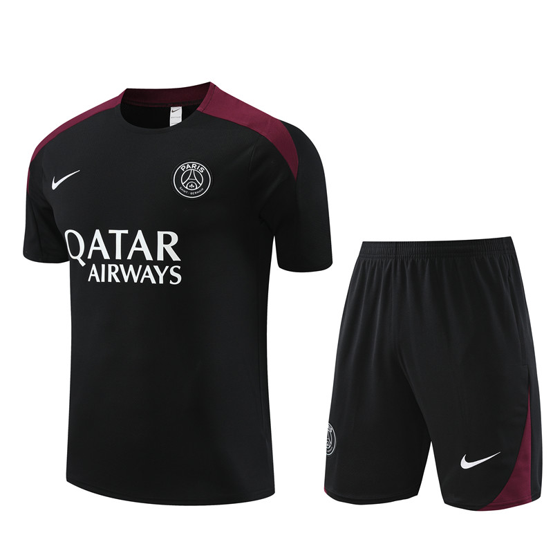 24-25 PSG Short Sleeve Training Suit/24-25短袖训练服PSG巴黎黑色