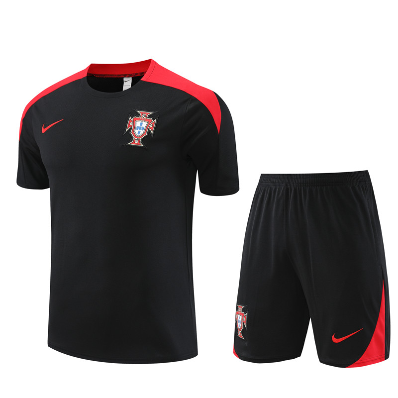 24-25 Portugal Short Sleeve Training Suit/24-25短袖训练服葡萄牙黑色