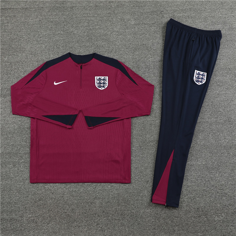 2024 England Red Player Version Training Suit/2024英格兰红色半拉训练服,球员版