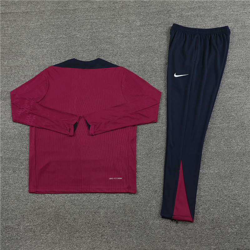 2024 England Red Player Version Training Suit/2024英格兰红色半拉训练服,球员版