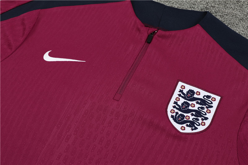 2024 England Red Player Version Training Suit/2024英格兰红色半拉训练服,球员版