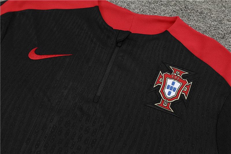 2024 Portugal Black Player Version Training Suit/2024葡萄牙半拉训练服，球员版