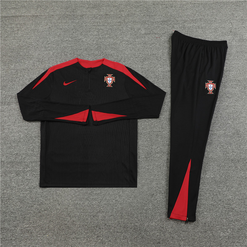 2024 Portugal Black Player Version Training Suit/2024葡萄牙半拉训练服，球员版
