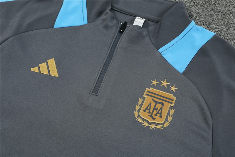 2024 Argentina Dark gray Training Suit/2024阿根廷深灰色半拉训练服