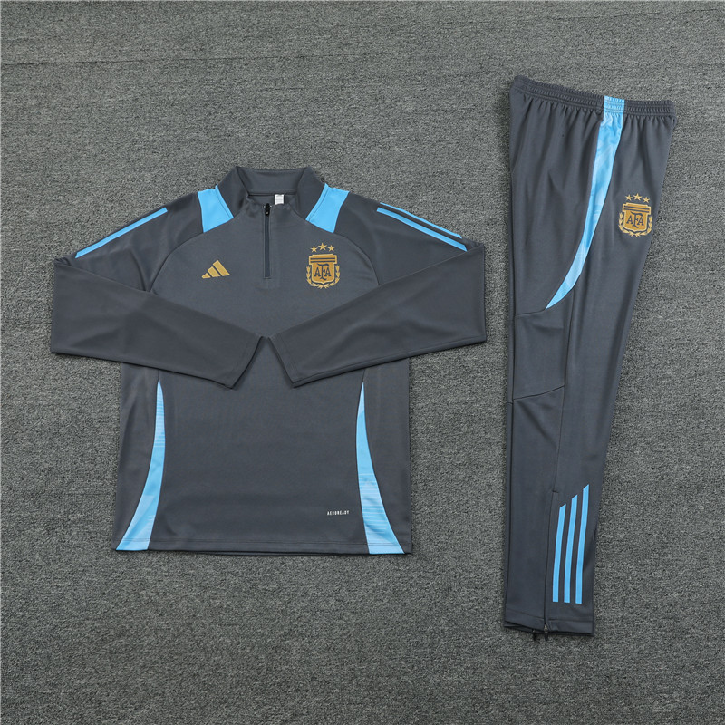 2024 Argentina Dark gray Training Suit/2024阿根廷深灰色半拉训练服
