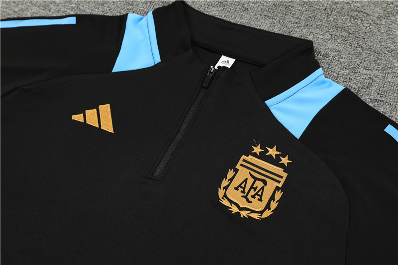 2024 Argentina Black Training Suit/2024阿根廷黑色半拉训练服