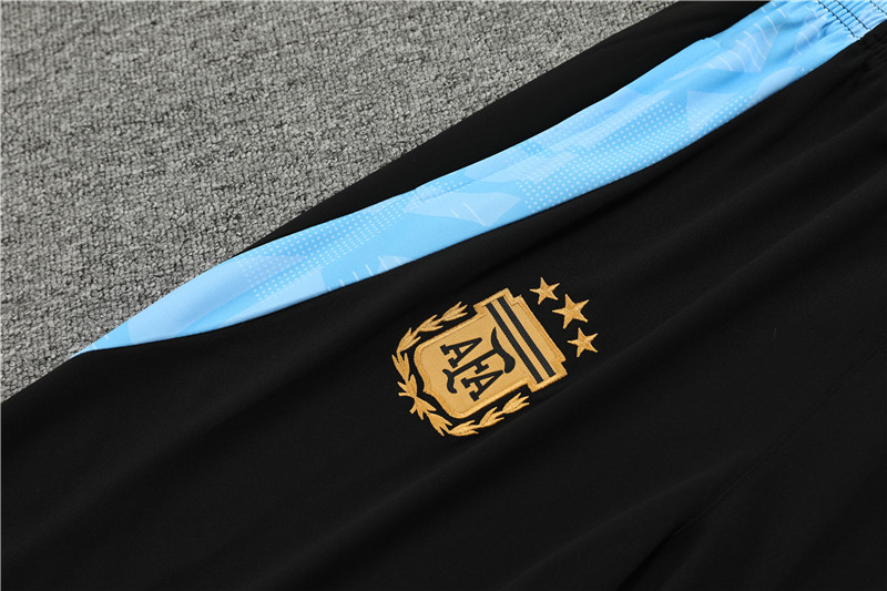 2024 Argentina Black Training Suit/2024阿根廷黑色半拉训练服