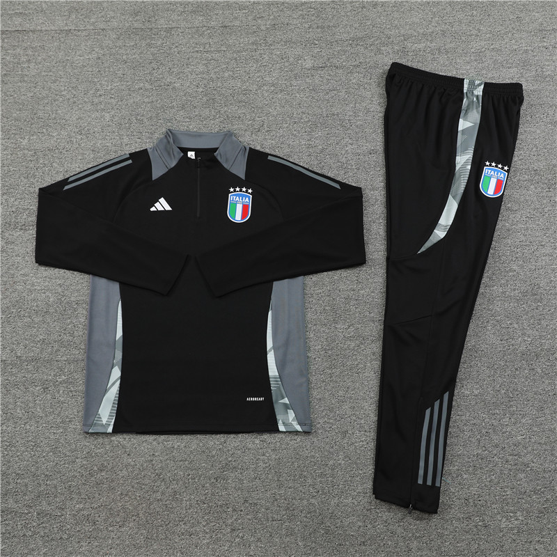 2024 Italy Black Training Suit/2024意大利黑色半拉训练服