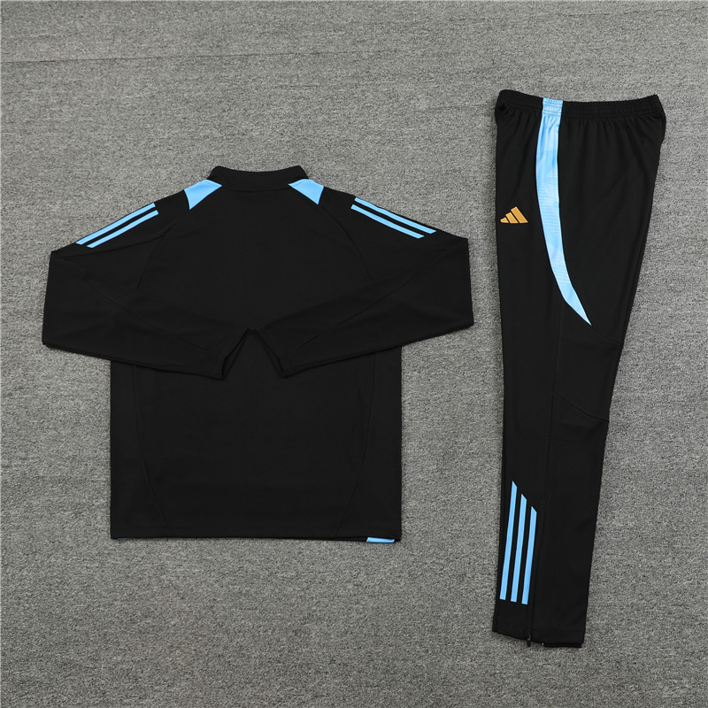 2024 Argentina Black Training Suit/2024阿根廷黑色半拉训练服