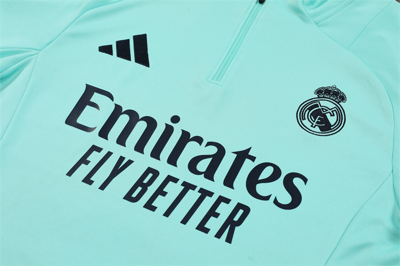 24-25 Real Madrid Light Blue Training Suit/ 24-25 皇马湖蓝色半拉训练服