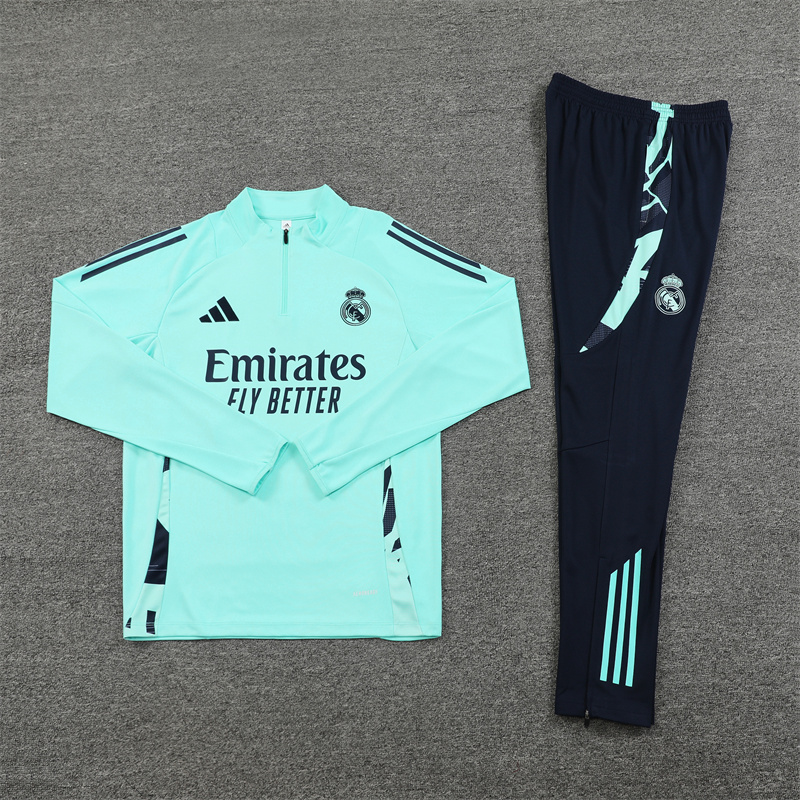 24-25 Real Madrid Light Blue Training Suit/ 24-25 皇马湖蓝色半拉训练服