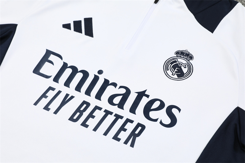 24-25 Real Madrid White Training Suit/ 24-25 皇马白色半拉训练服