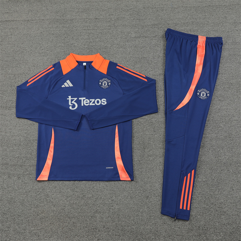 24-25 Manchester United Blue Training Suit/ 24-25 曼联蓝色半拉训练服