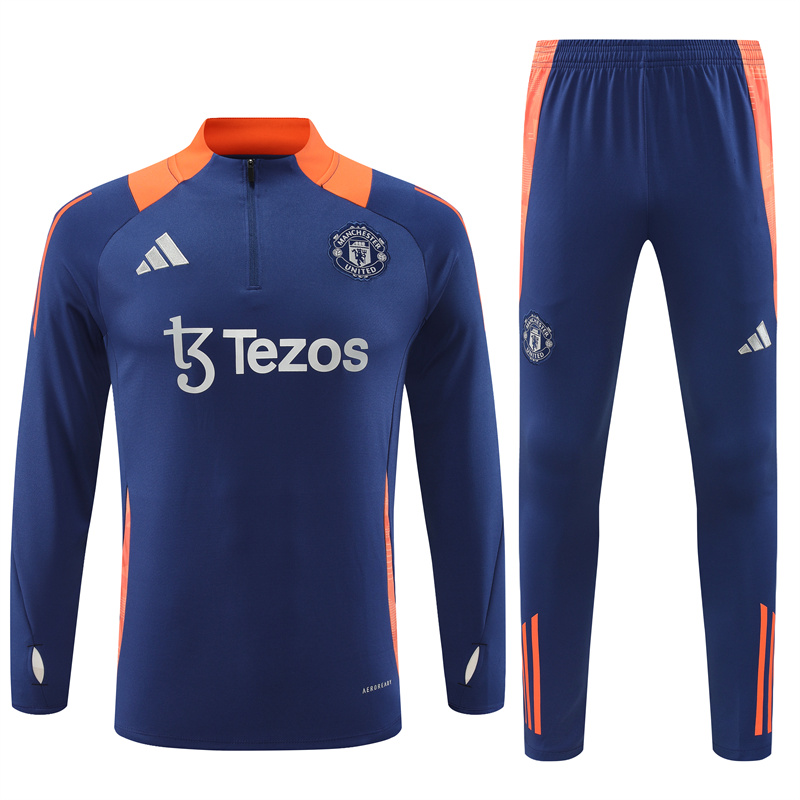 24-25 Manchester United Blue Training Suit/ 24-25 曼联蓝色半拉训练服