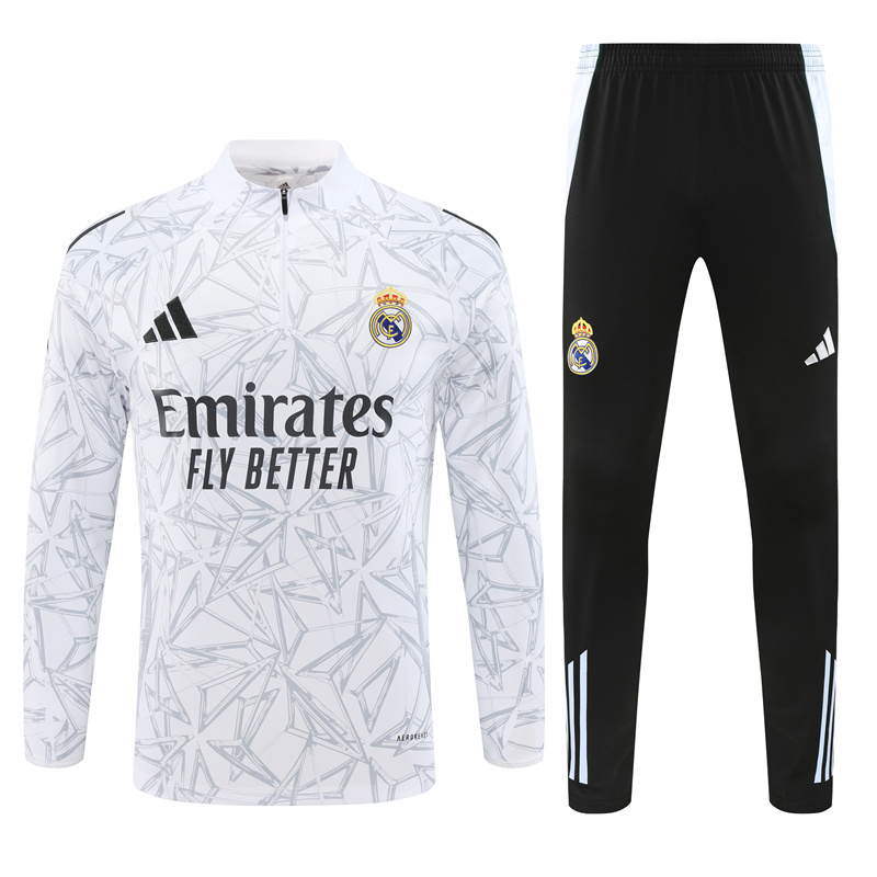 24-25 Real Madrid White Training Suit/ 24-25 皇马白色半拉训练服