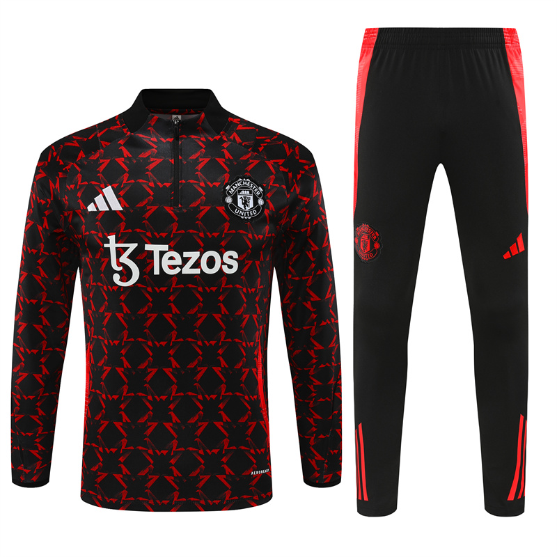 24-25 Manchester United Red and Black Training Suit/ 24-25 曼联红黑半拉训练服