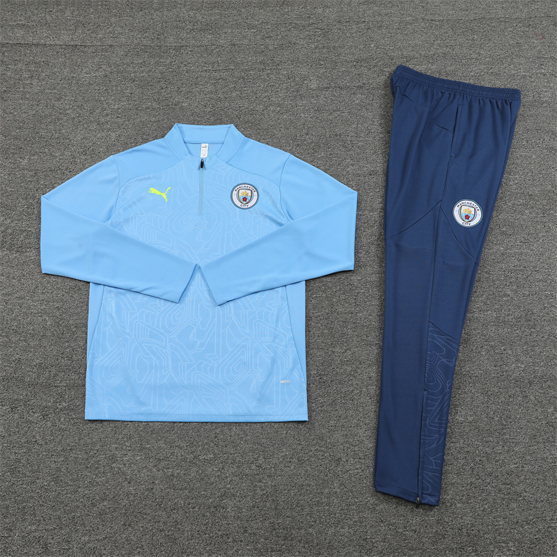 24-25 Manchester City Blue Training Suit/24-25曼城半拉训练服