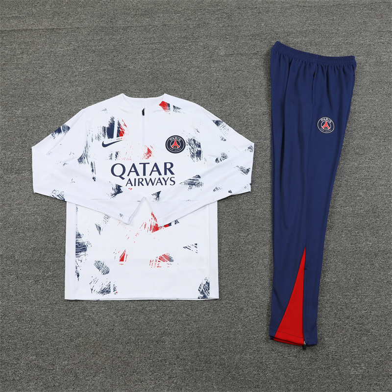 24-25 PSG White Training Suit/ 24-25PSG巴黎半拉训练服