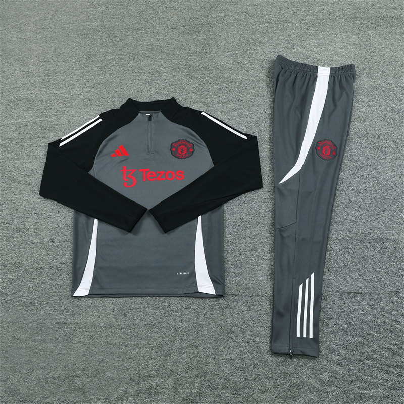 24-25 Manchester United Grey Training Suit/ 24-25曼联半拉训练服