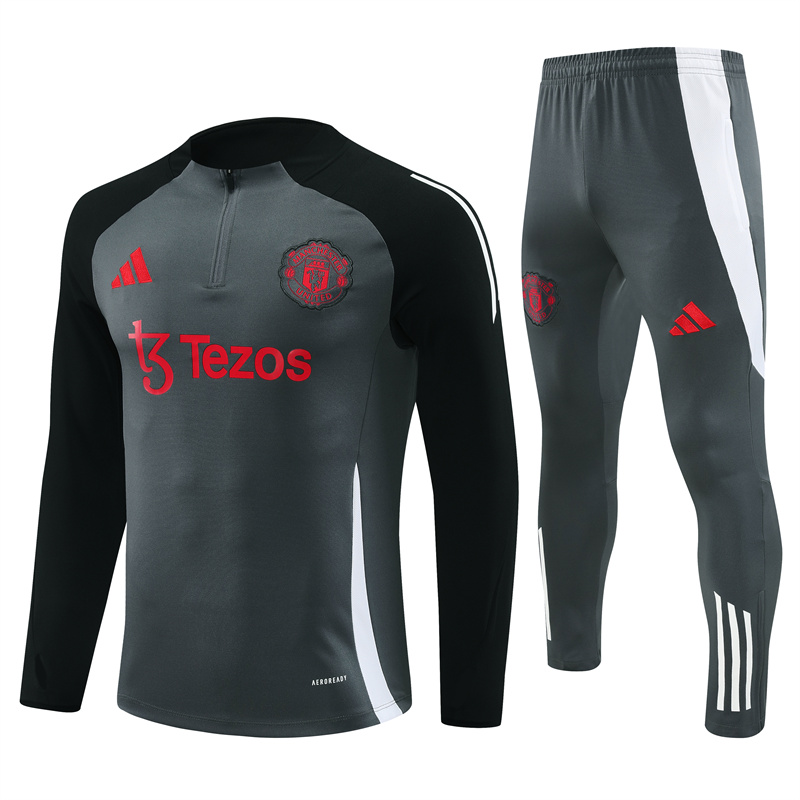 24-25 Manchester United Grey Training Suit/ 24-25曼联半拉训练服