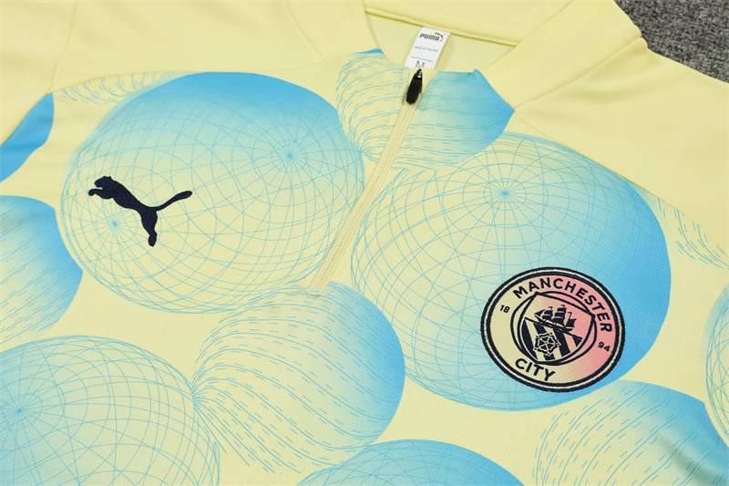 24-25 Manchester City Yellow Training Suit/24-25曼城半拉训练服