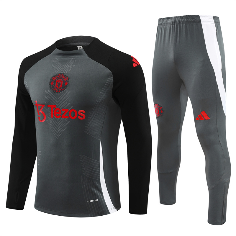 24-25 Manchester United Grey Player Version Training Suit/24-25曼联半拉训练服，球员版