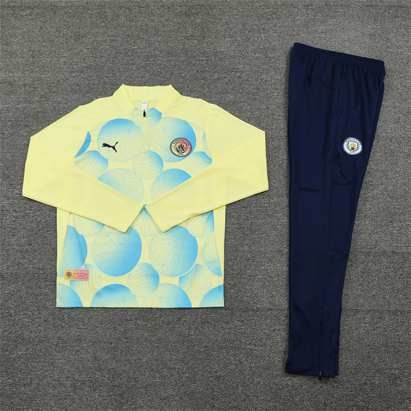 24-25 Manchester City Yellow Training Suit/24-25曼城半拉训练服