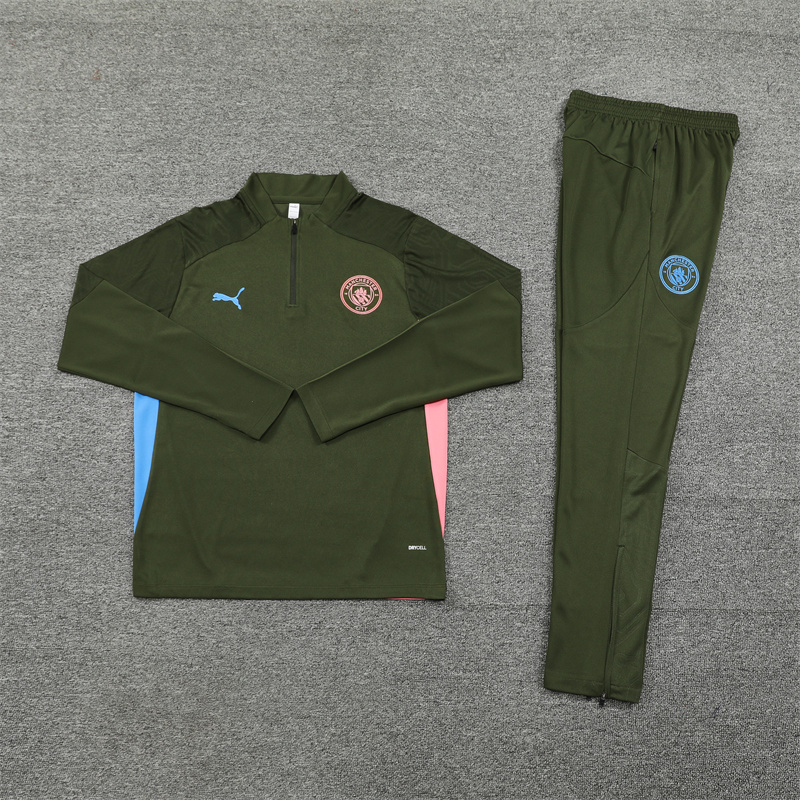 24-25 Manchester City Army Green Training Suit/24-25曼城半拉训练服