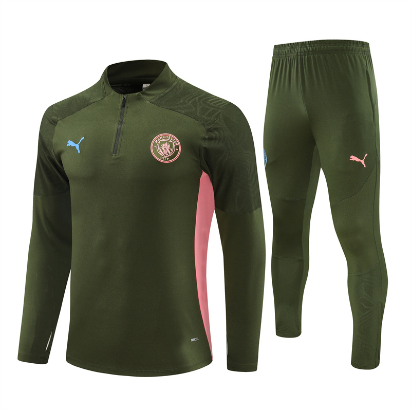 24-25 Manchester City Army Green Training Suit/24-25曼城半拉训练服