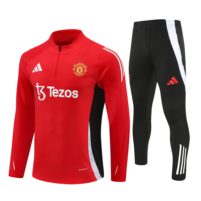 24-25 Manchester United Red Training Suit/ 24-25曼联半拉训练服
