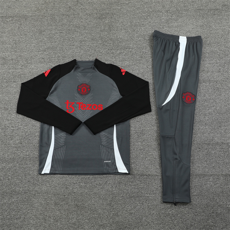 24-25 Manchester United Grey Player Version Training Suit/24-25曼联半拉训练服，球员版