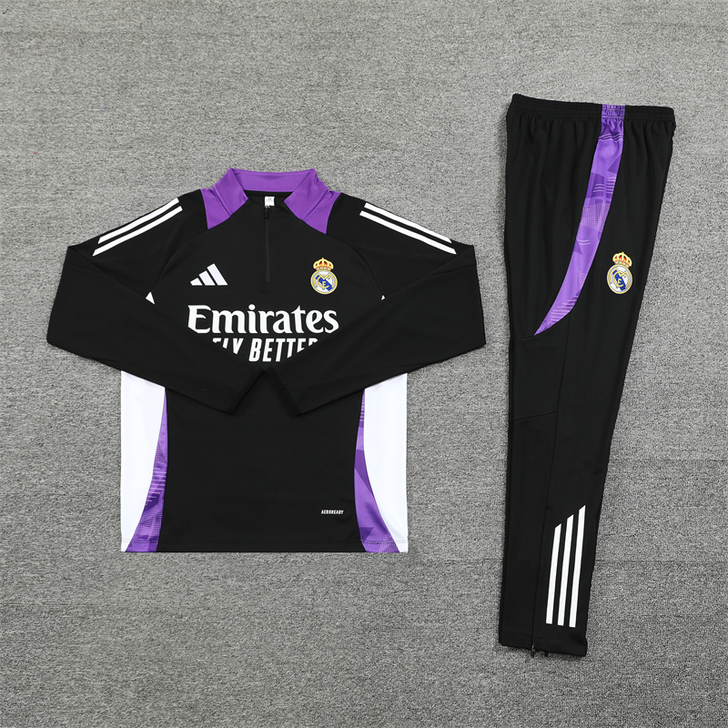 24-25 Real Madrid Black Training Suit/ 24-25皇马半拉训练服