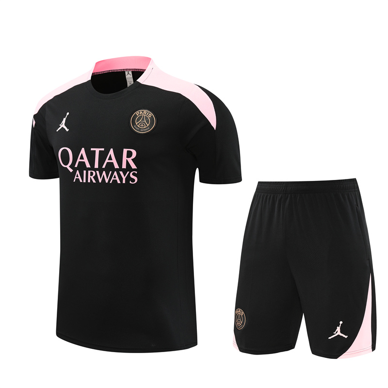 24-25 PSG Black Short Sleeve Training Suit/ 24-25PSG巴黎黑色短袖训练服