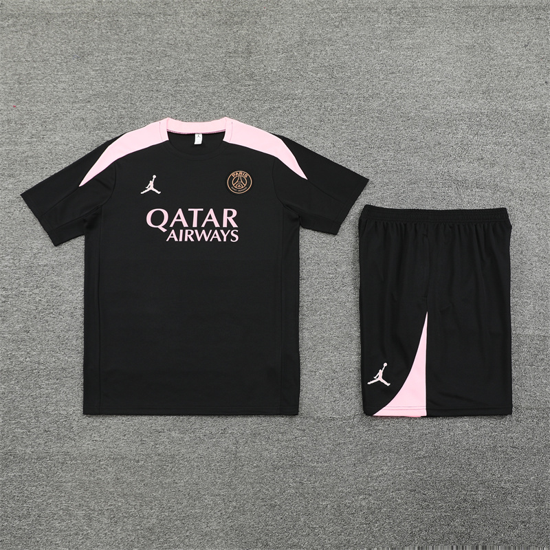 24-25 PSG Black Short Sleeve Training Suit/ 24-25PSG巴黎黑色短袖训练服