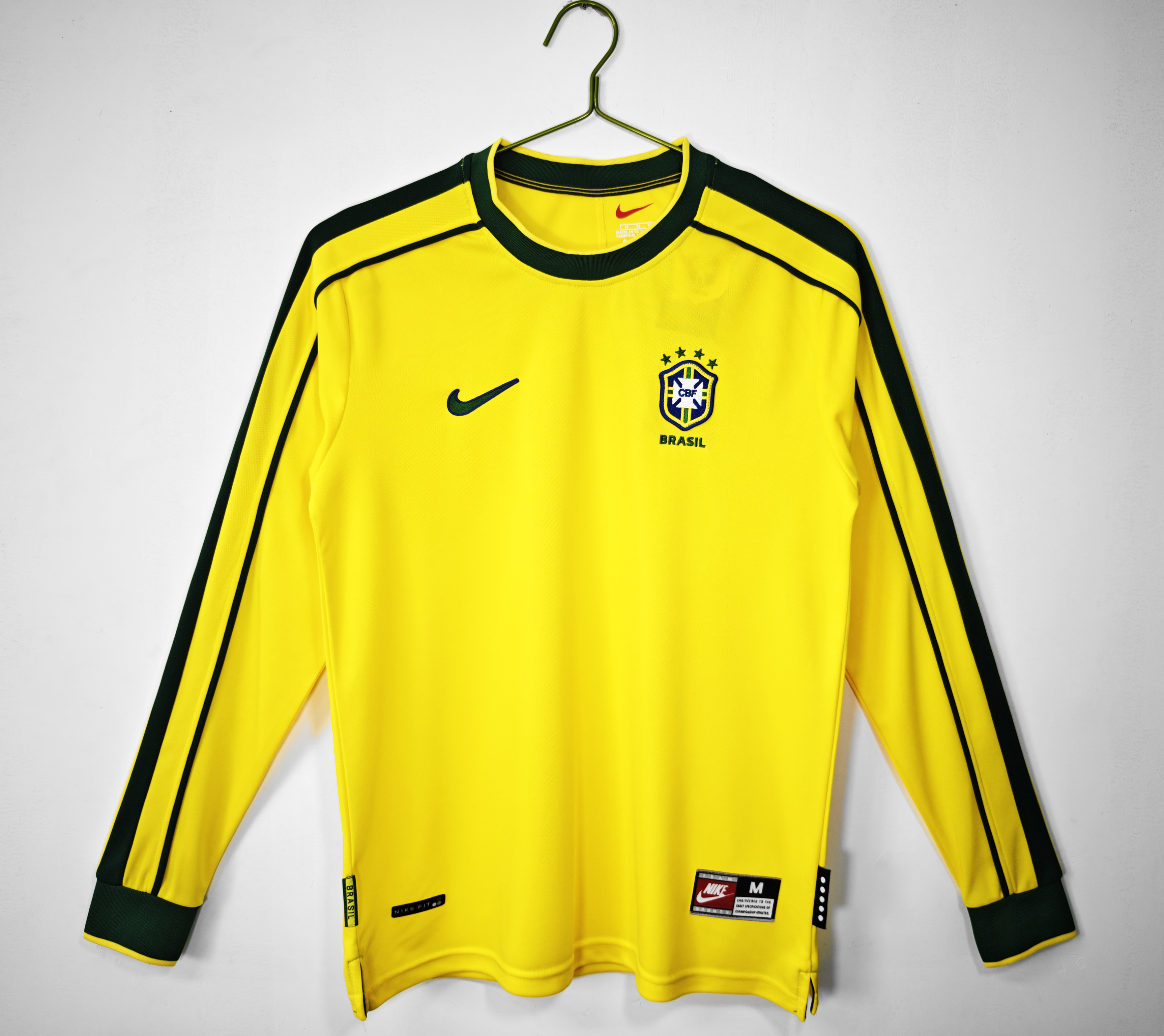 1998 Brazil Home Retro Long Sleeve Jersey/1998巴西主场长袖