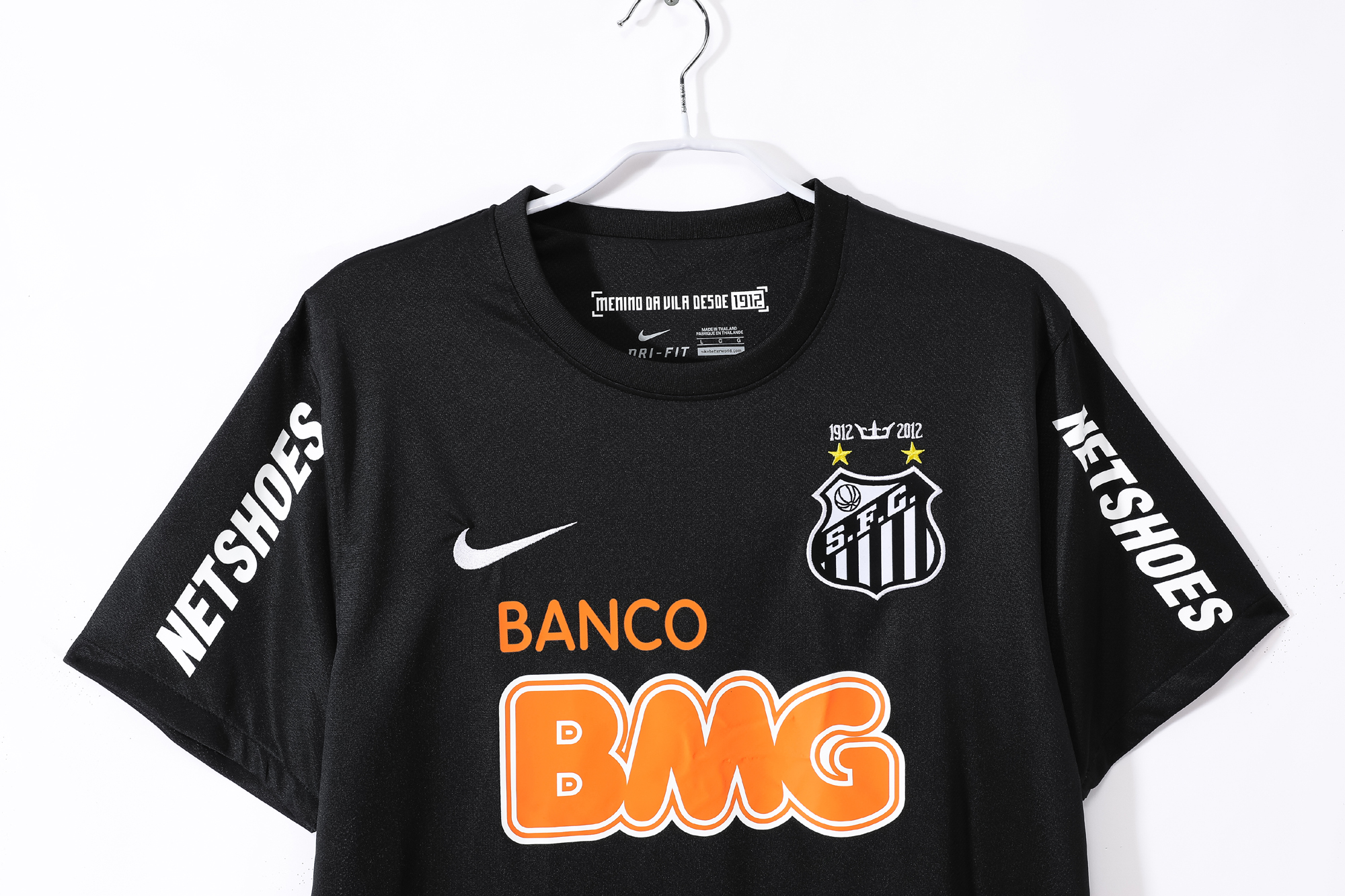 12-13 Santos Black Retro Jersey without shoulder patches/12-13桑托斯黑色复古，无肩章款式