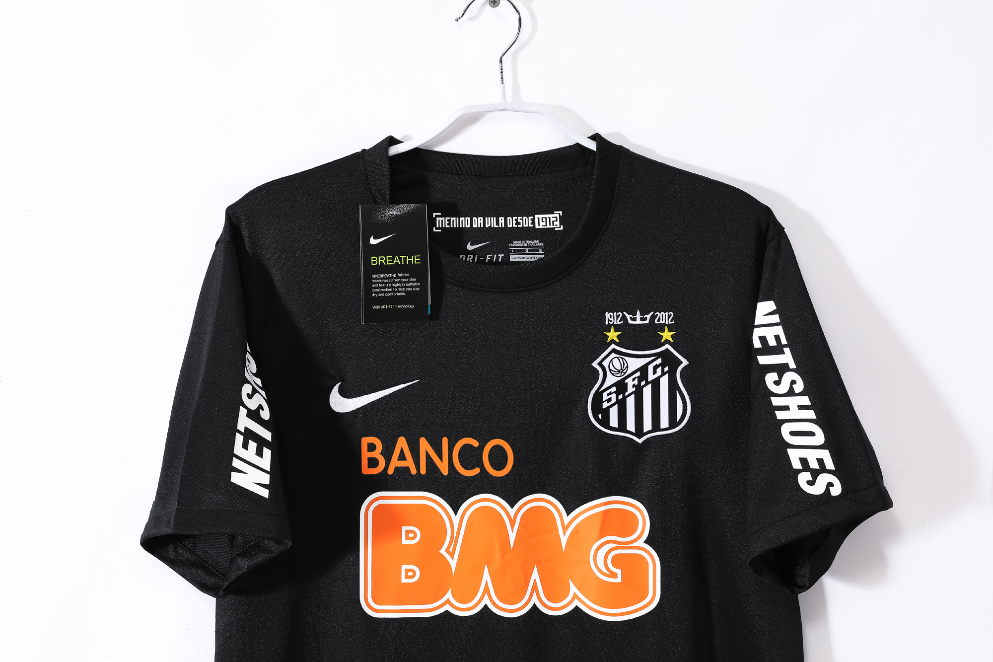 12-13 Santos Black Retro Jersey without shoulder patches/12-13桑托斯黑色复古，无肩章款式