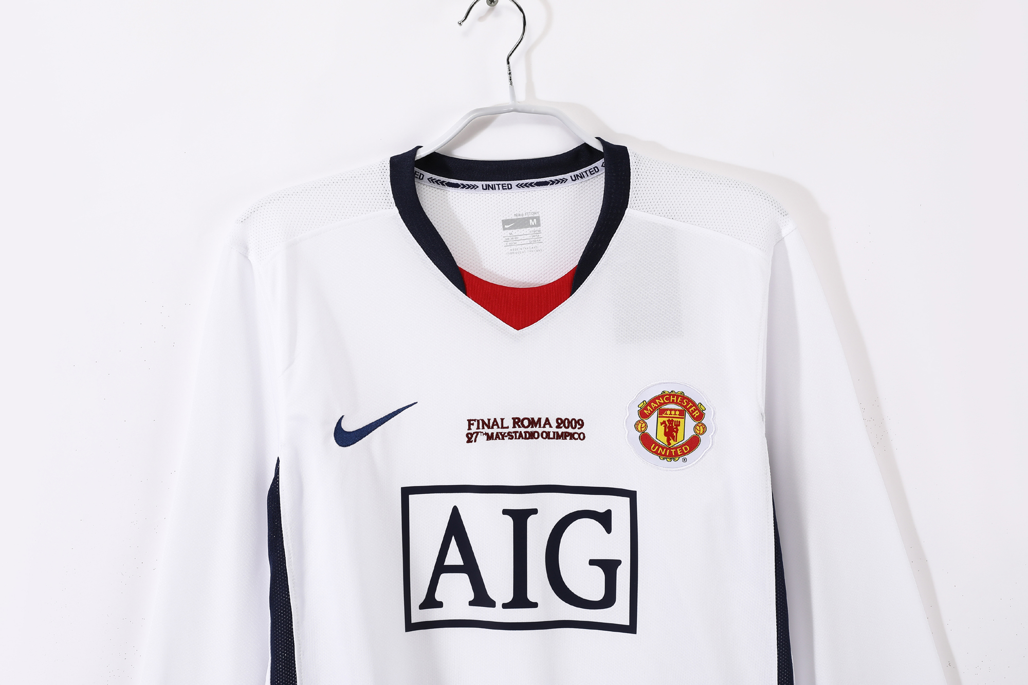 08-09 Manchester United Champions League away white Long Sleeve jersey/08-09 曼联客场球迷,欧冠版长袖