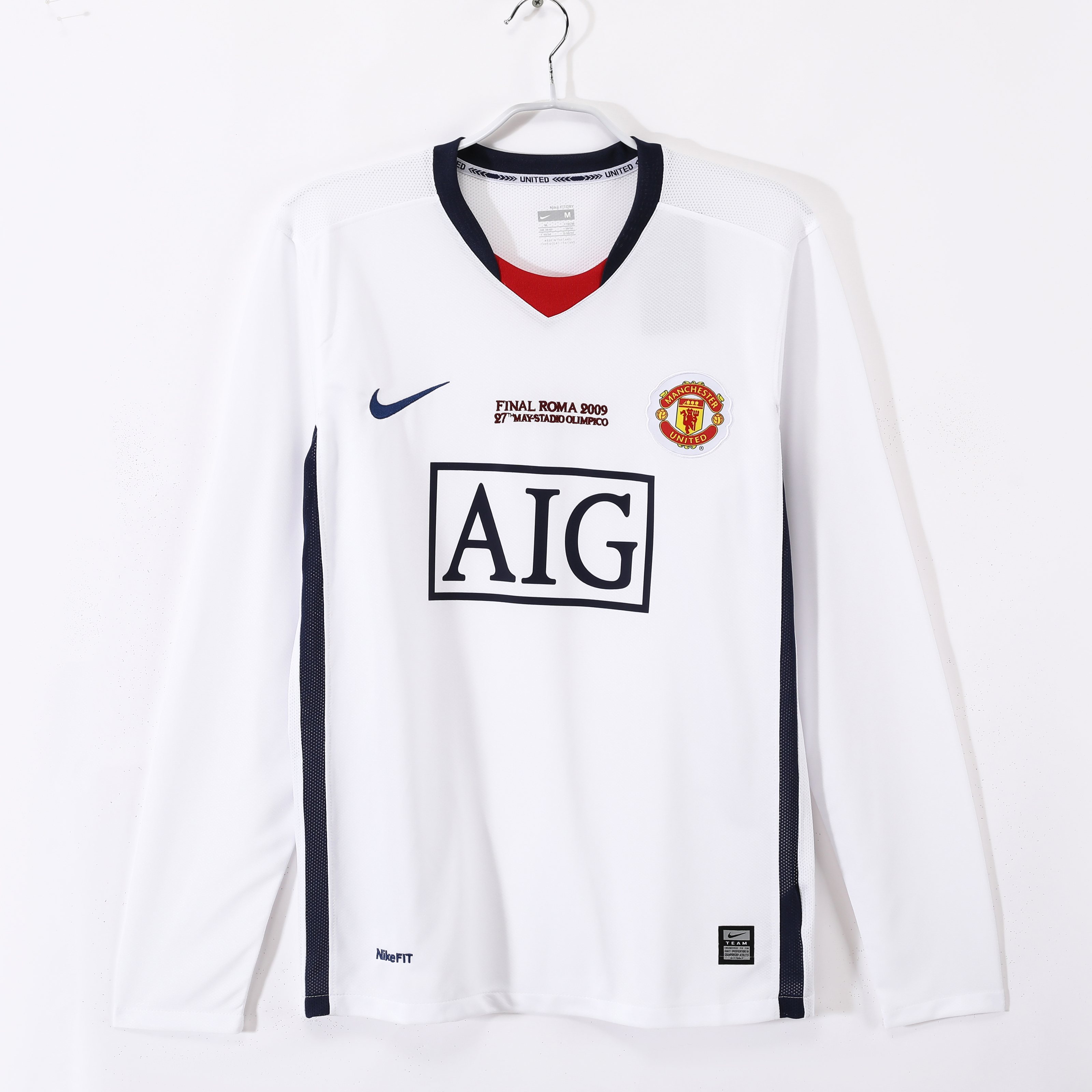 08-09 Manchester United  Champions League away white Long Sleeve jersey/08-09 曼联客场球迷，欧冠版长袖