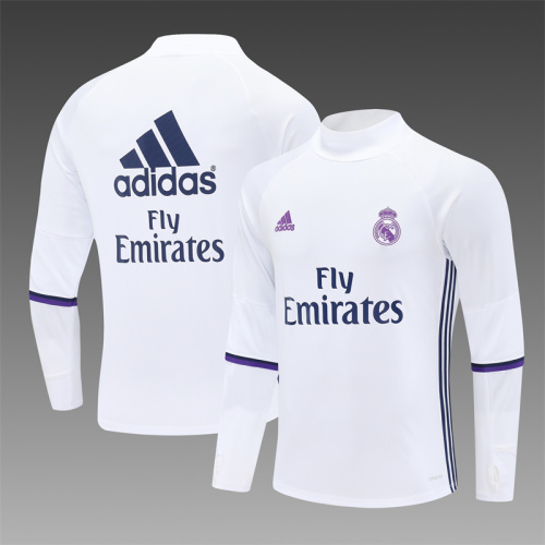 16-17 Real Madrid White Retro Training Suit Top/ 16-17皇马复古上衣